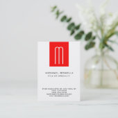 Stilvolle Monogram Red White Chubby Business Card Visitenkarte (Stehend Vorderseite)