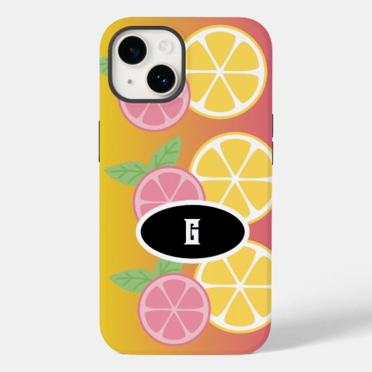 Stilvolle Monogram, rosa und gelb Case-Mate iPhone Hülle (Rückseite)
