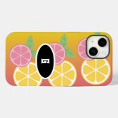 Stilvolle Monogram, rosa und gelb Case-Mate iPhone Hülle (Rückseite (Horizontal))