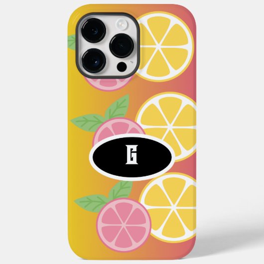 Stilvolle Monogram, rosa und gelb Case-Mate iPhone Hülle (Rückseite)