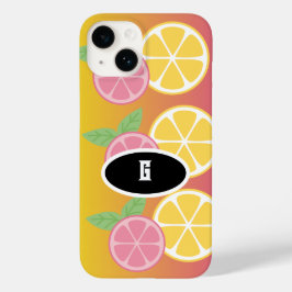 Stilvolle Monogram, rosa und gelb Case-Mate iPhone 14 Hülle