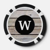 Stilvolle Monogram Rustic Wood Look Pokerchips (Rückseite)