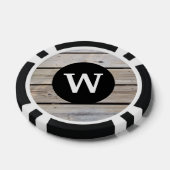 Stilvolle Monogram Rustic Wood Look Pokerchips (Einzeln)