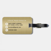 Stilvolle Monogram Script-Imitate Gold Metal Steel Gepäckanhänger (Rückseite horizontal)