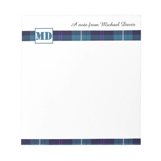 Stilvolle Monogram Script Name Personalisiert Tart Notizblock (Vorderseite)