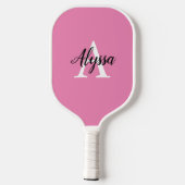 Stilvolle Monogram Script Pink Pickleball Paddel Schläger (Rückseite)