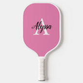 Stilvolle Monogram Script Pink Pickleball Paddel Schläger (Vorderseite)