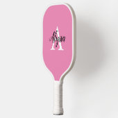 Stilvolle Monogram Script Pink Pickleball Paddel Schläger (Links)