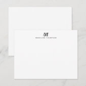 Stilvolle Monogram Simple Black Mitteilungskarte (Vorne/Hinten)