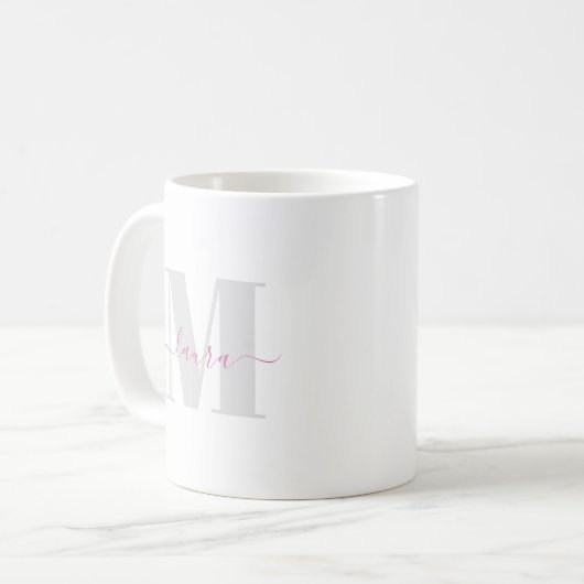 Stilvolle Monogram Simple Calligraphy Typografy Kaffeetasse (Vorderseite Links)