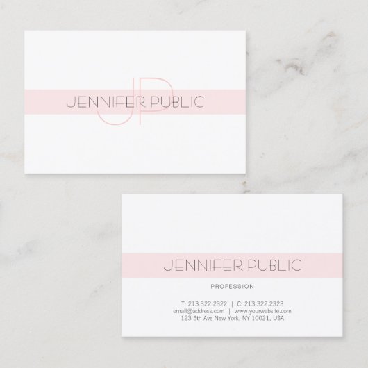 Stilvolle Monogram Simple Design Trendy Luxury Sch Visitenkarte (Vorne/Hinten)