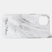 Stilvolle Monogram-Skripte | Weißer Marmor Case-Mate iPhone Hülle (Rückseite (Horizontal))