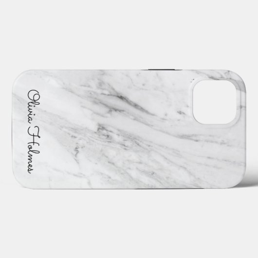 Stilvolle Monogram-Skripte | Weißer Marmor Case-Mate iPhone Hülle (Rückseite (Horizontal))