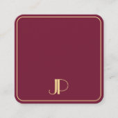 Stilvolle Monogram Template Luxury Bordeaux und Go Quadratische Visitenkarte (Vorderseite)