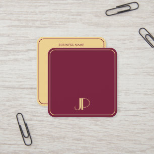 Stilvolle Monogram Template Luxury Bordeaux und Go Quadratische Visitenkarte