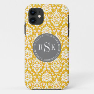 Stilvolle Monogram Trio Yellow Damask Case-Mate iPhone Hülle