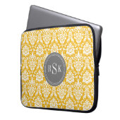Stilvolle Monogram Trio Yellow Damask Laptopschutzhülle (Vorderseite Links)
