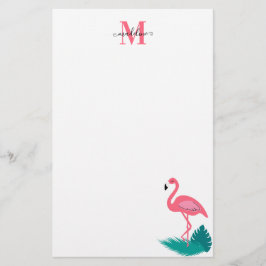 Stilvolle monogram Tropical Blätter Hot Pink Flami Briefpapier