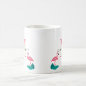 Stilvolle monogram Tropical Blätter Hot Pink Flami Kaffeetasse (Mittel)