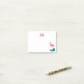 Stilvolle monogram Tropical Blätter Hot Pink Flami Post-it Klebezettel (Auf Schreibtisch)