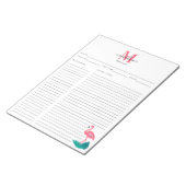 Stilvolle Monogram Tropical Pink Flamingo Rezept Notizblock (angewinkelt)