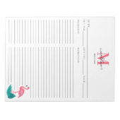 Stilvolle Monogram Tropical Pink Flamingo Rezept Notizblock (Vorderseite)