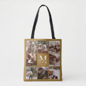 Stilvolle Monogram und Foto Collage Personalisiert Tasche (Vorderseite)