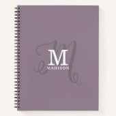 Stilvolle Monogram und Name Calligrafy Lila Notizblock (Vorderseite)