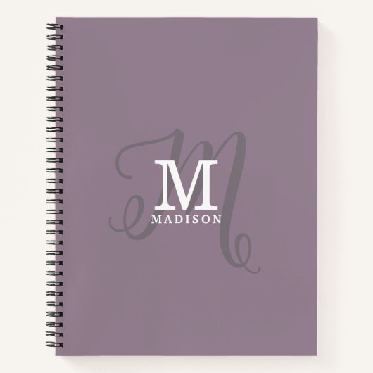 Stilvolle Monogram und Name Calligrafy Lila Notizblock (Vorderseite)