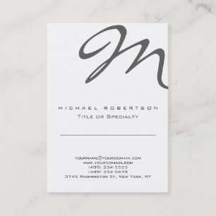 Stilvolle Monogram White Clean Business Card Visitenkarte