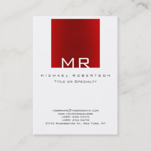 Stilvolle Monogram White Dark Red Business Card Visitenkarte