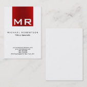 Stilvolle Monogram White Red Modern Business Card Visitenkarte (Vorne/Hinten)