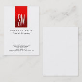 Stilvolle Monogram White Red Modern Visitenkarte (Vorne/Hinten)