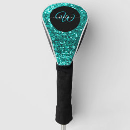 Stilvolle Monogramm Aqua aquamarin Glitzer Name sc Golf Headcover