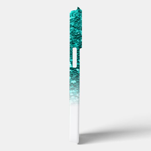 Stilvolle Monogramm-Aqua-Glitzer Case-Mate iPhone Hülle (Rückseite / Rechts)