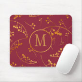 Stilvolle monogramm Goldmarsala-Rosa-Beerenmuster Mousepad (Mit Mouse)