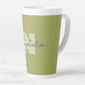 Stilvolle Monogramm-Initial- und Kalligraphie-Oliv Milchtasse (Rechte Ecke)