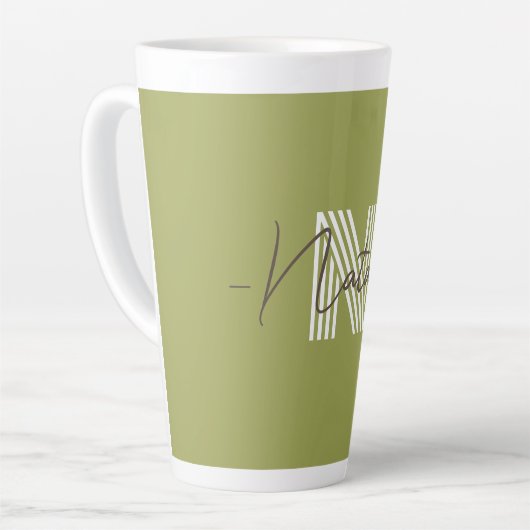 Stilvolle Monogramm-Initial- und Kalligraphie-Oliv Milchtasse (Linke Ecke)