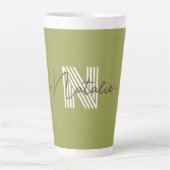 Stilvolle Monogramm-Initial- und Kalligraphie-Oliv Milchtasse (Vorderseite)