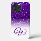 Stilvolle Monogramm lila Glitzer Name weiß Case-Mate iPhone Hülle (Rückseite)