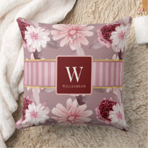 Stilvolle Monogramm Name Magenta Pink Floral Strei