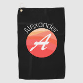 Stilvolle monogramm orangefarbene Buchstaben Ein s Golfhandtuch (Vorderseite)