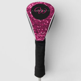 Stilvolle monogramm rosa Glitzer Name schwarz Golf Headcover