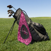 Stilvolle monogramm rosa Glitzer Name schwarz Golfhandtuch (Gras)