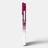 Stilvolle monogramm rosa Glitzer Name weiß Case-Mate iPhone Hülle (Rückseite / Links)