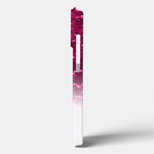 Stilvolle monogramm rosa Glitzer Name weiß Case-Mate iPhone Hülle (Rückseite / Links)