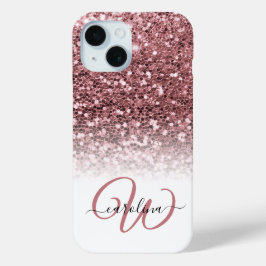 Stilvolle Monogramm Rose Glitzer Name weiß Case-Mate iPhone Hülle
