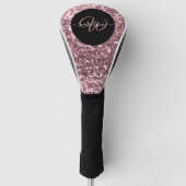 Stilvolle Monogramm Rose Gold Glitzer Name schwarz Golf Headcover (Vorderseite)