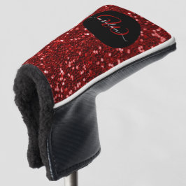 Stilvolle monogramm Roter Glitzer Name Black Golf Headcover