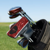 Stilvolle monogramm Roter Glitzer Name Black Golf Headcover (In Situ)